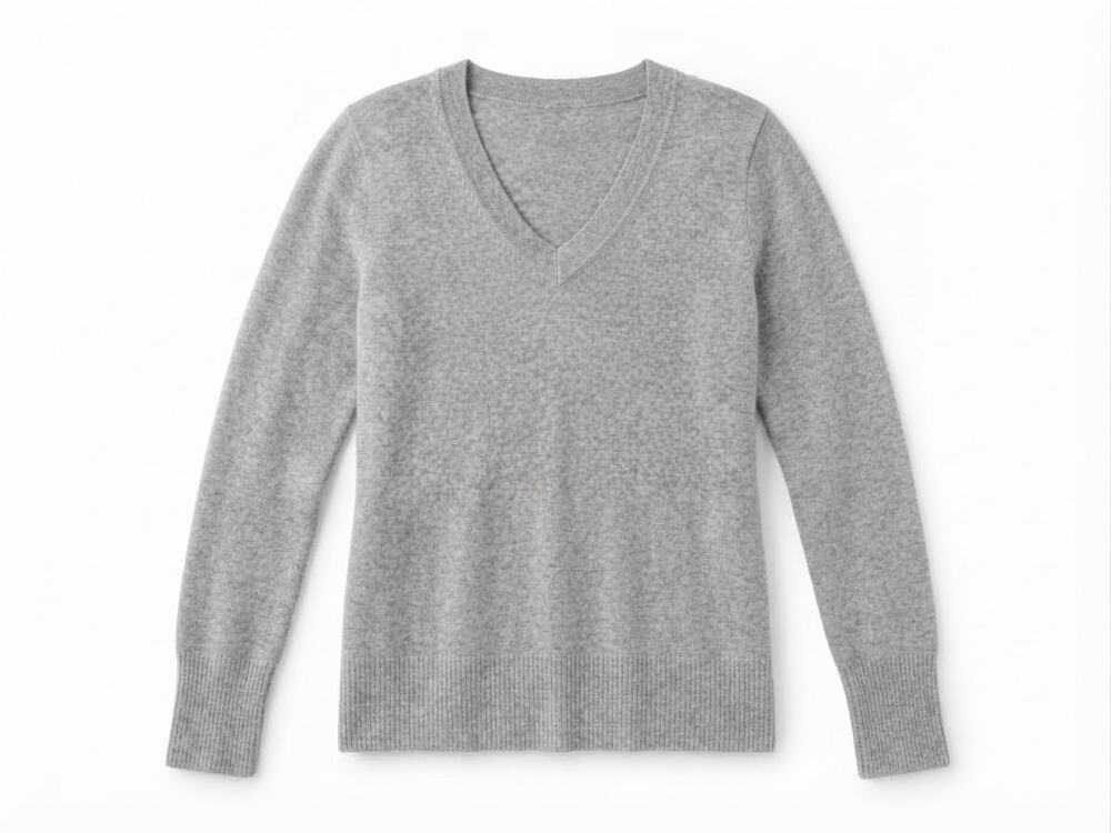 WHBM White House Black Market V Neck Cozy Sweater XS Grey Cashmere Blend NWT